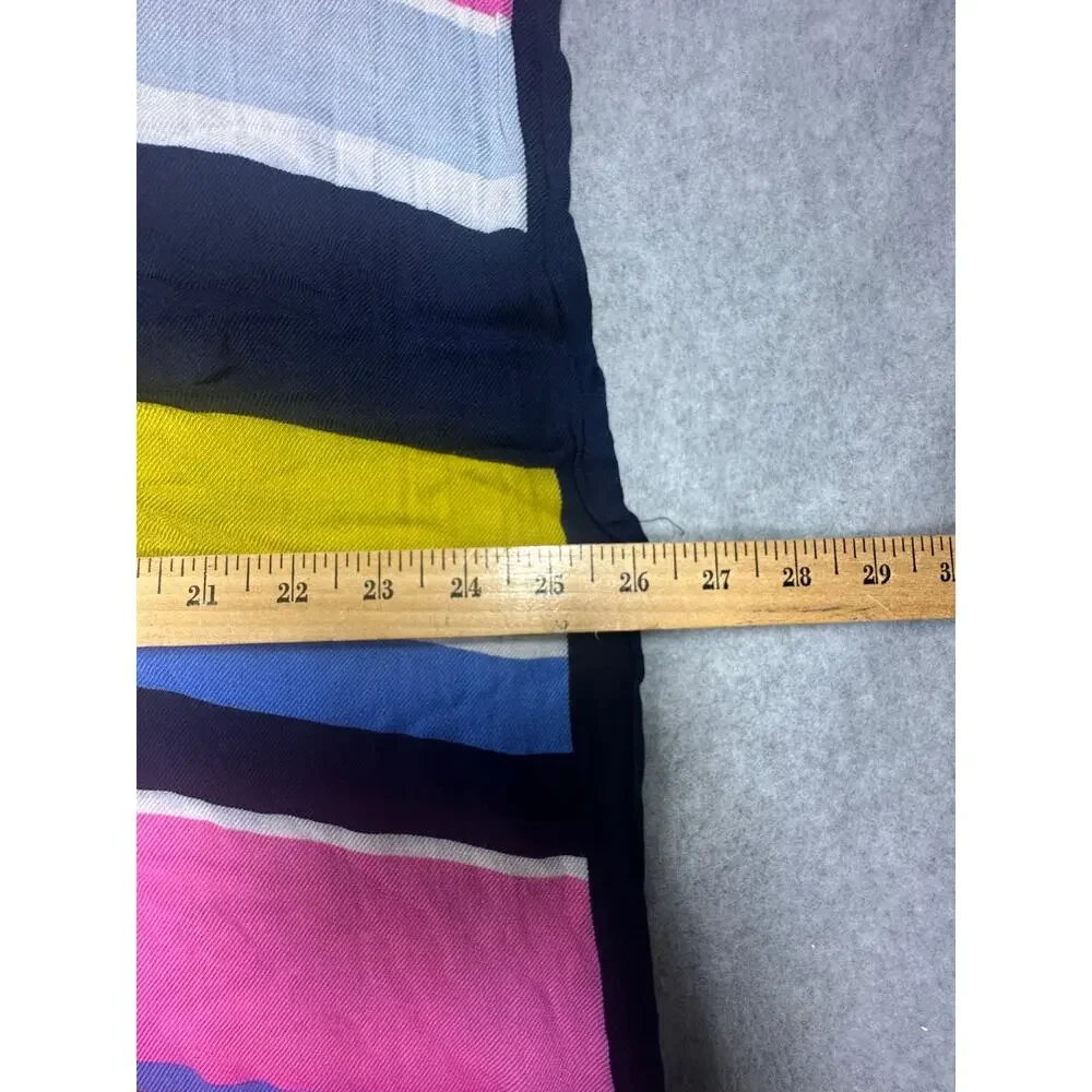 Kate Spade New York Flag Stripe Oblong Scarf Wrap Gold Foil Logo